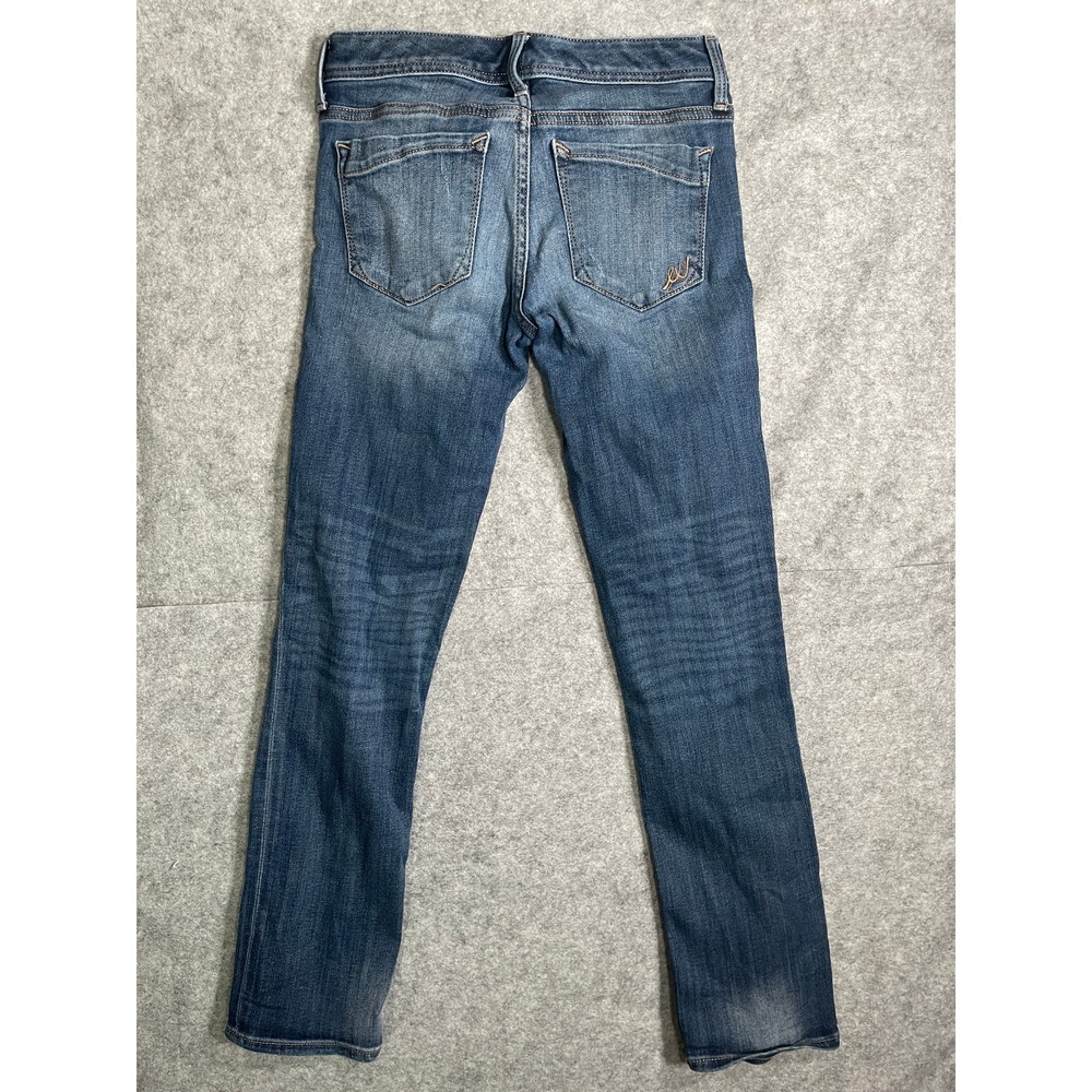 Express Stella Low Rise Cropped Skinny Jeans Blue Distressed Denim Womens 0R - Picture 10 of 14